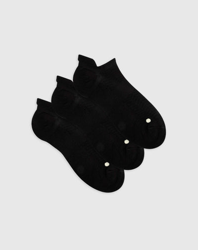 Medias deportivas hombre tobillera corta acolchada pack x3 negro