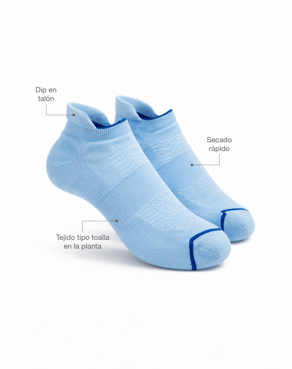 Medias deportivas hombre tobilleras cortas acolchadas azules