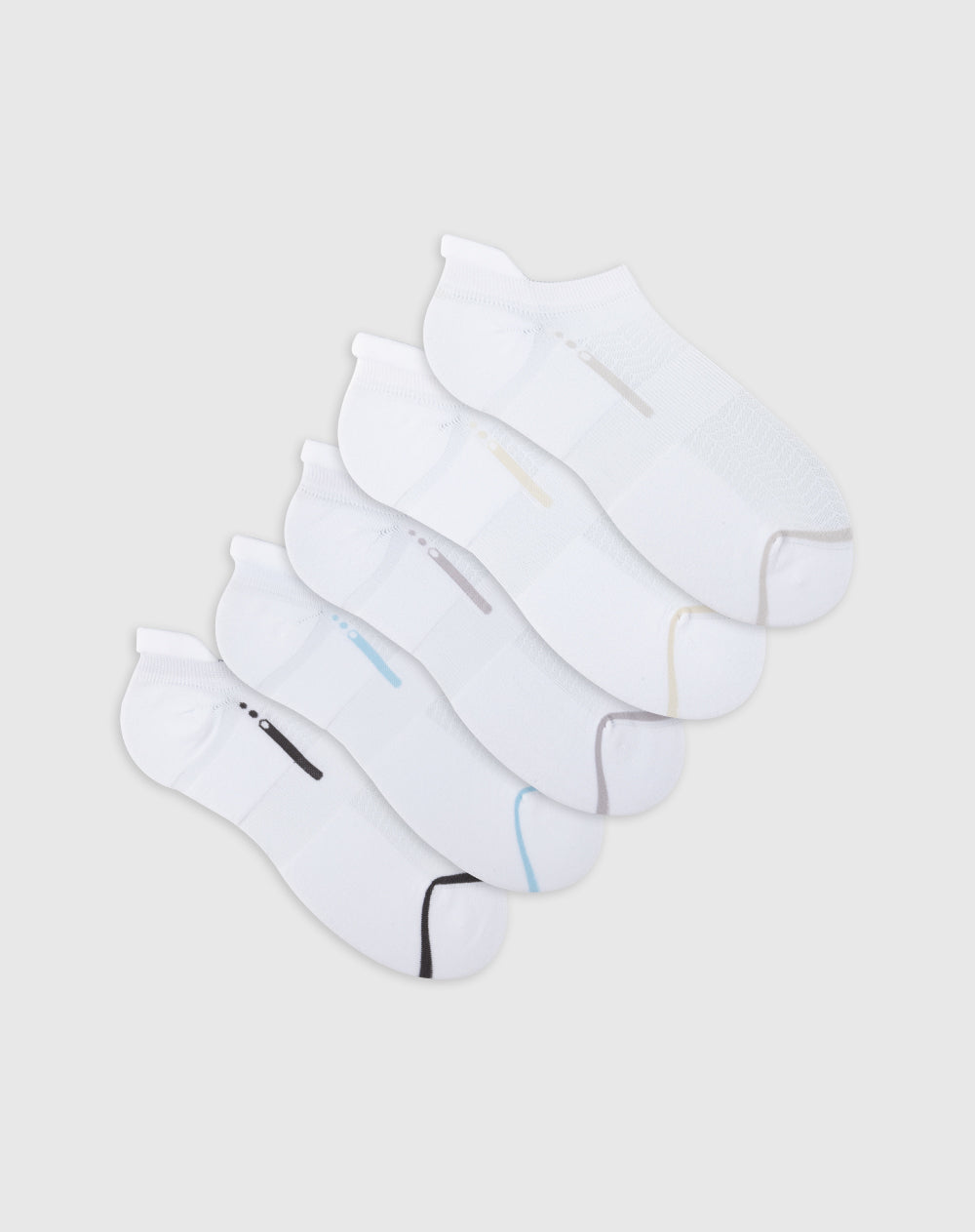 Medias deportivas unisex tobillera corta acolchada pack x5 blanco