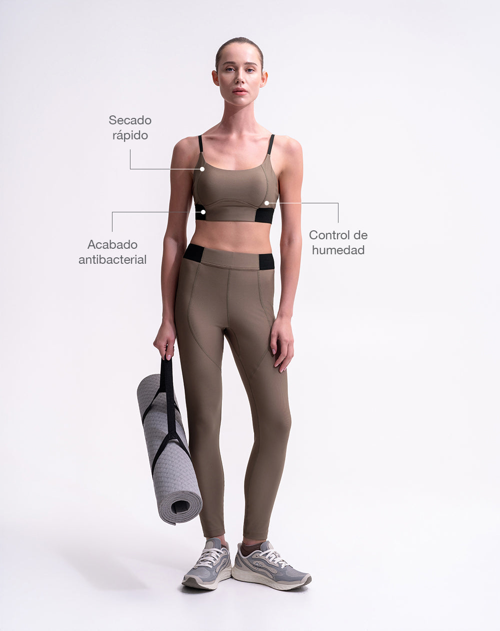 Top deportivo soporte bajo control humedad café