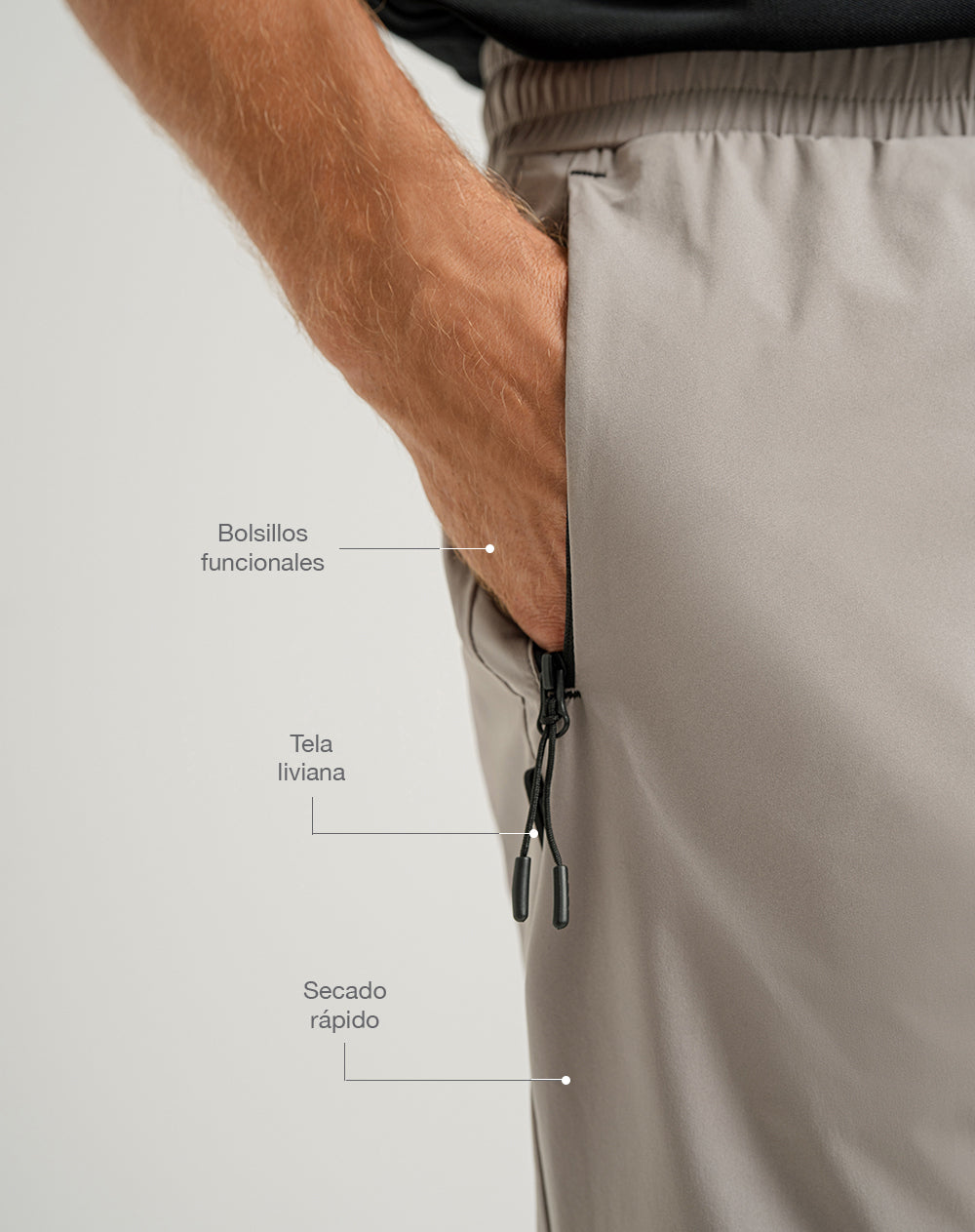 Pantalón deportivo secado rápido taupe hombre