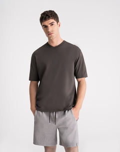 Camiseta confort regular algodón café hombre