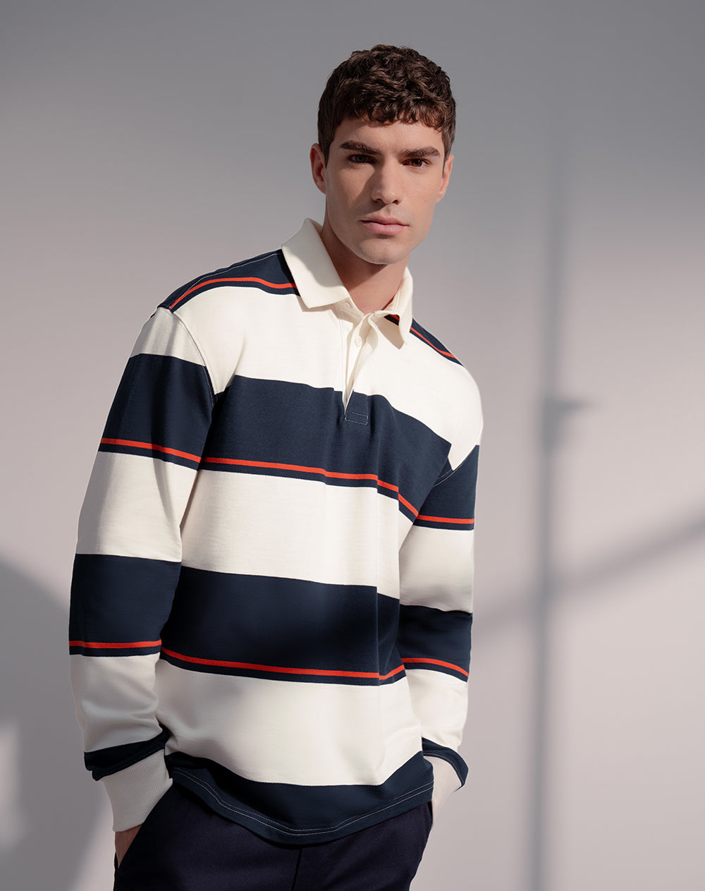 Camibuzo tipo polo regular algodón azul rayas hombre