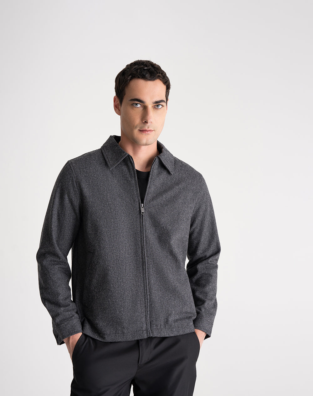 Chaqueta regular fit sin capucha gris