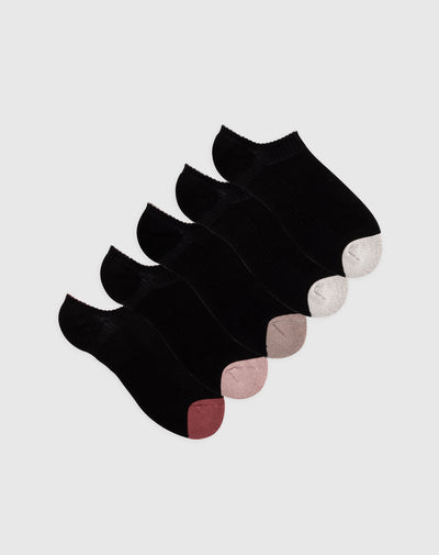 Medias deportivas para mujer tobilleras cortas acolchadas pack x2unds negras