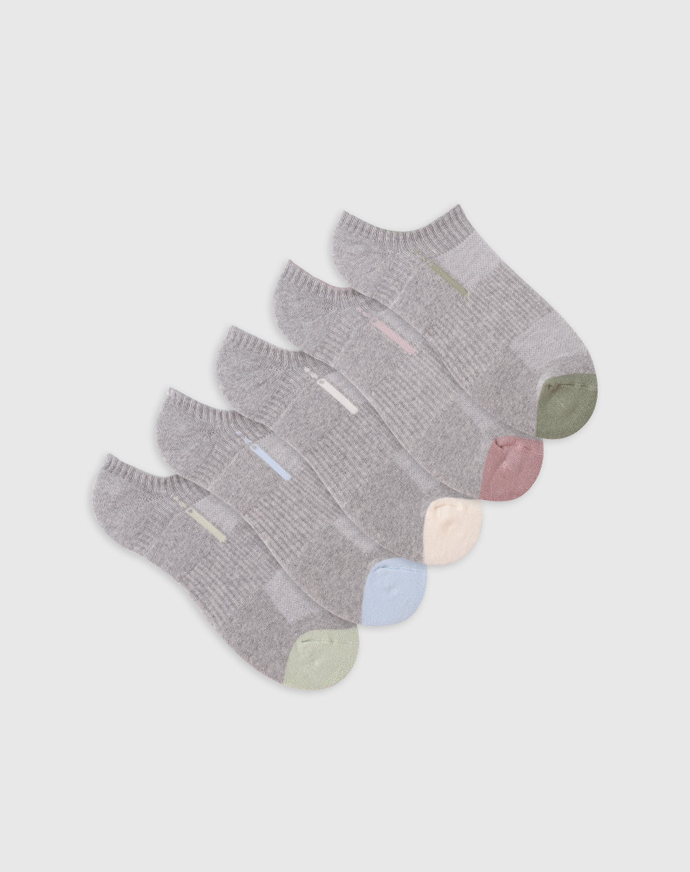 Medias deportivas mujer tobilleras cortas acolchadas pack x5unds grises