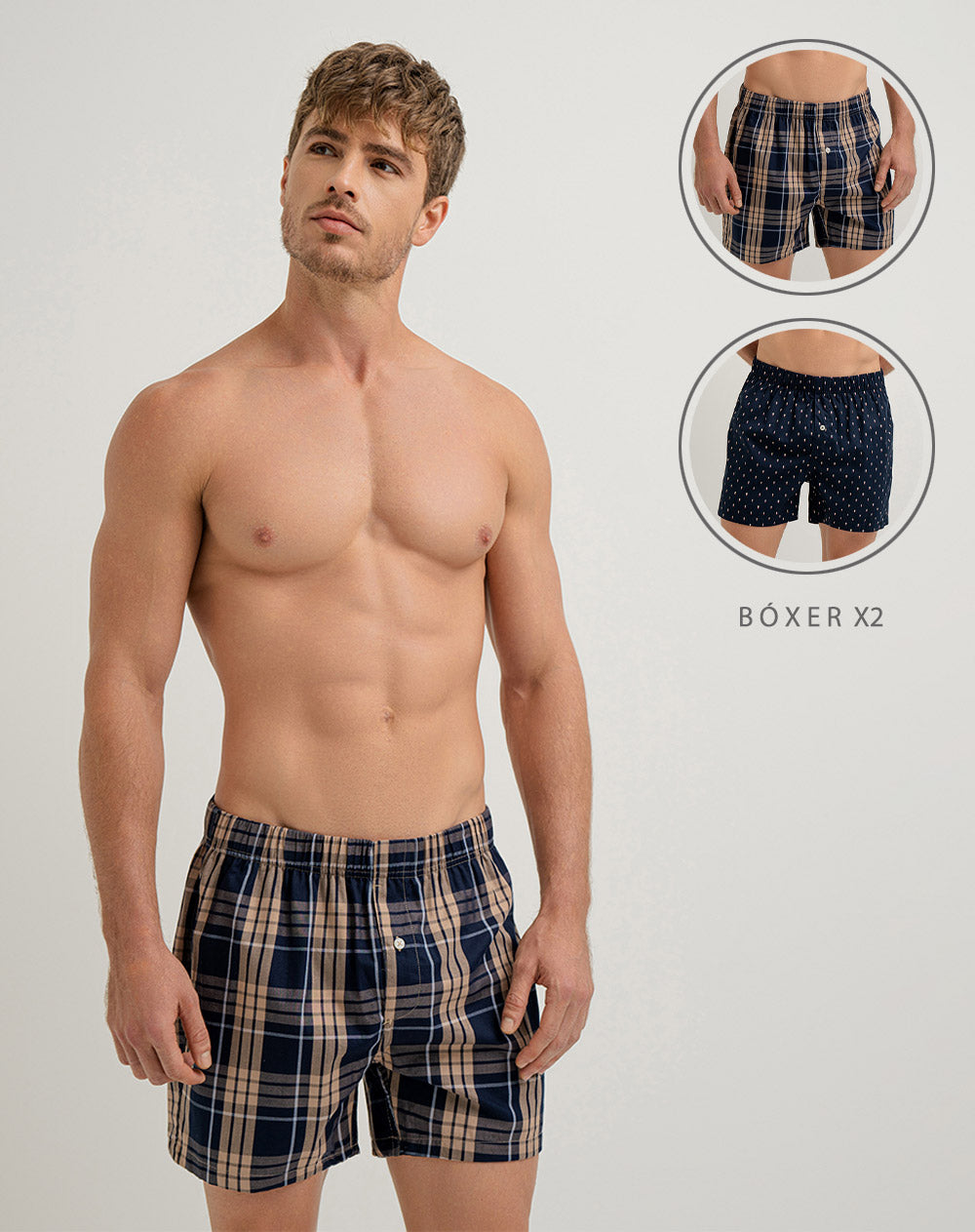 Bóxer medio algodón amplio x2unds surtido