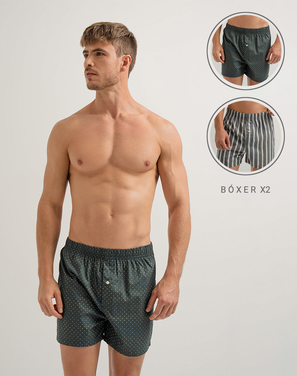 Bóxer medio algodón amplio x2unds surtido