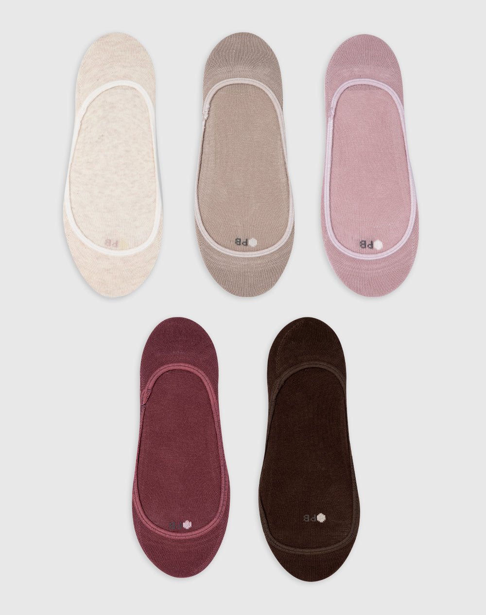 Medias mujer baleta antideslizante en talón pack x5 surtido