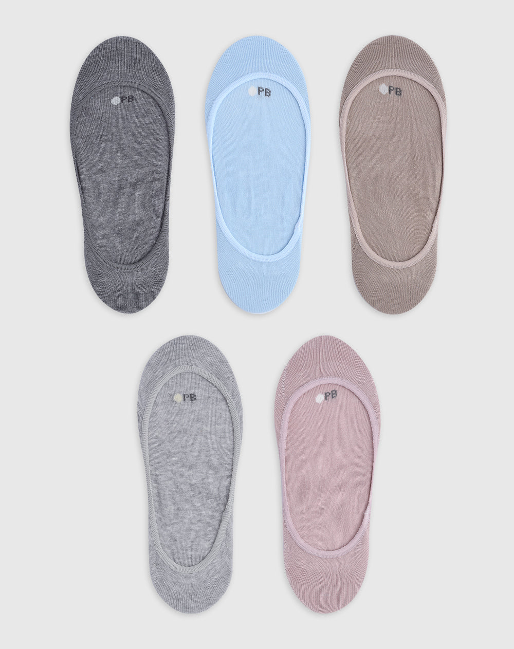 Medias mujer baletas antideslizante en talón pack x5unds surtidas