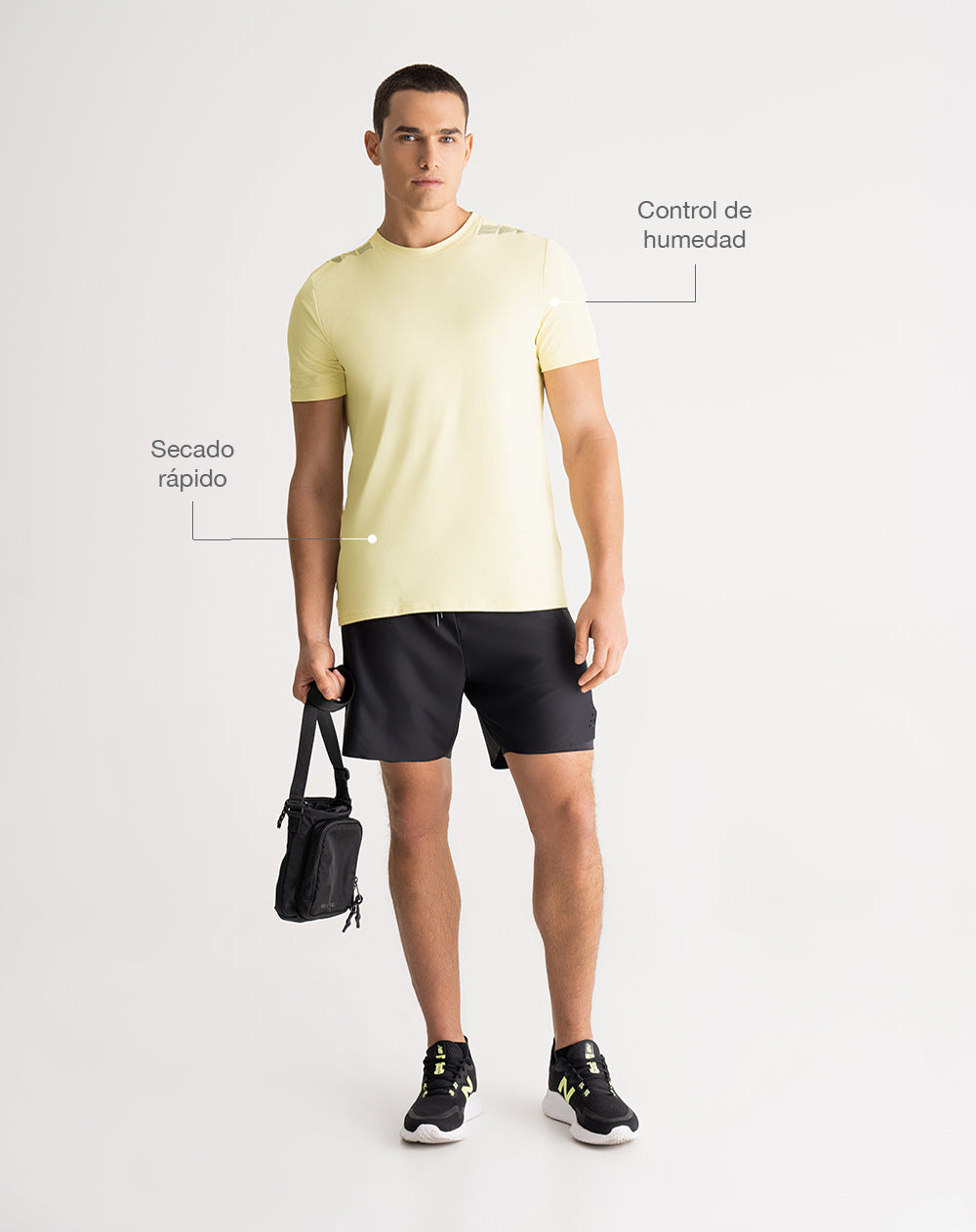 Camiseta deportiva control humedad amarilla hombre