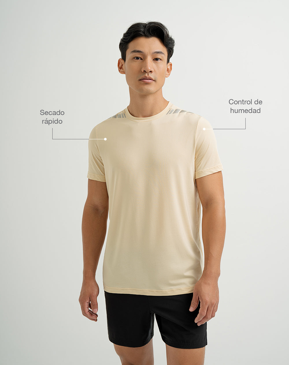 Camiseta deportiva control humedad amarilla hombre