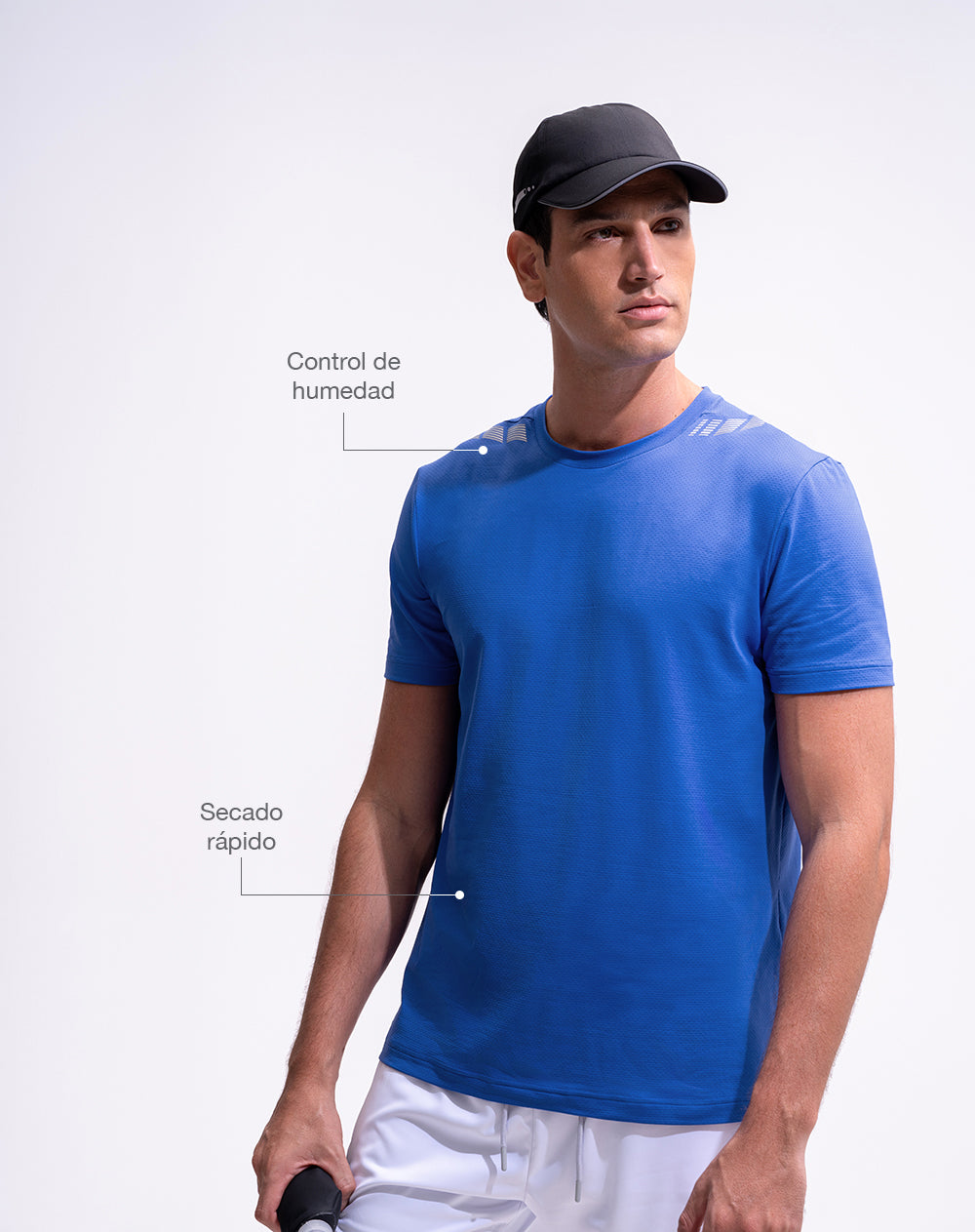 Camiseta deportiva control humedad azul hombre