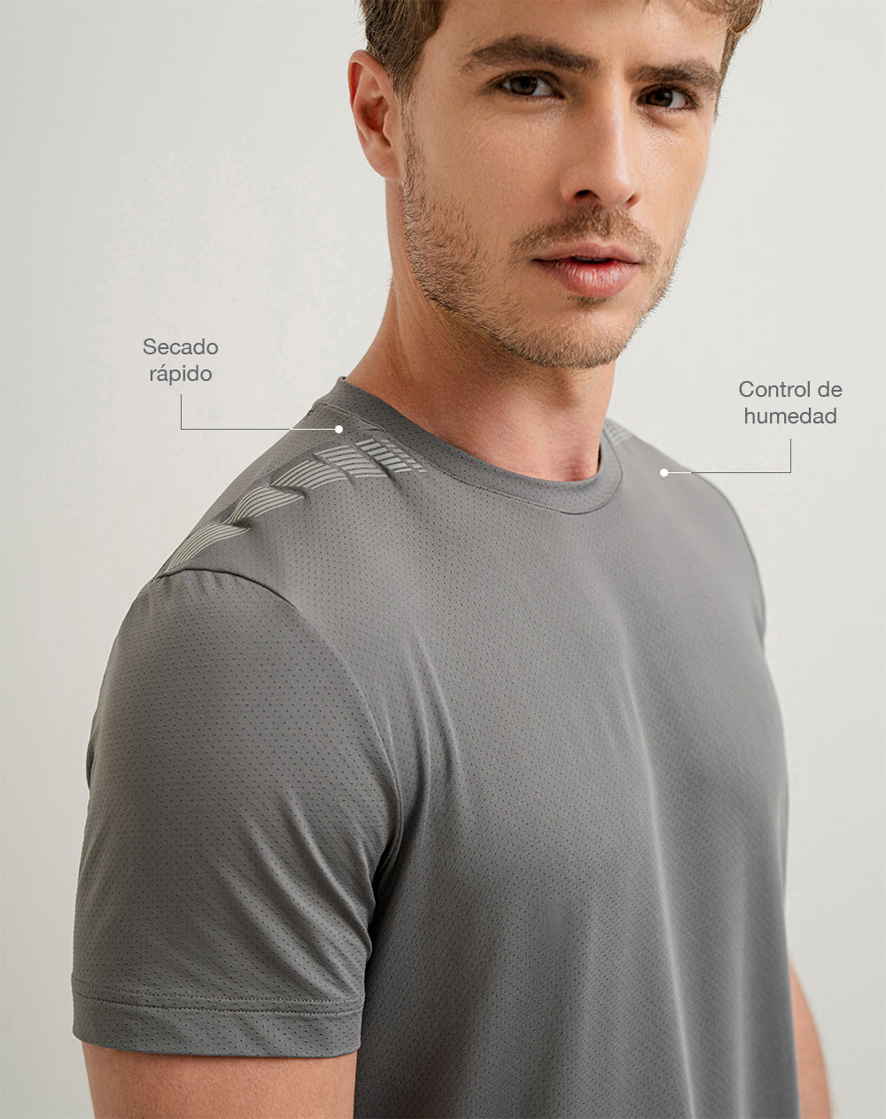 Camiseta deportiva control humedad gris hombre
