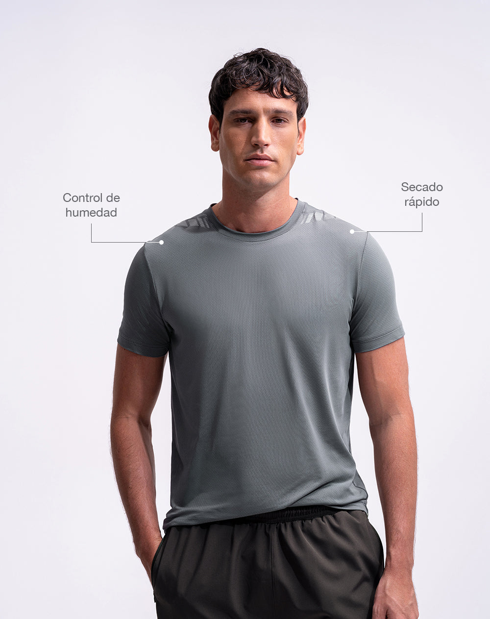 Camiseta deportiva control humedad gris hombre