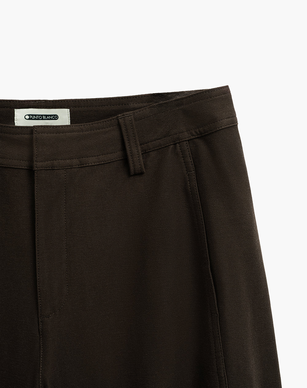 Pantalón wide leg tiro alto drill café mujer