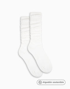 Medias mujer extra largas algodón pack x2 blanco