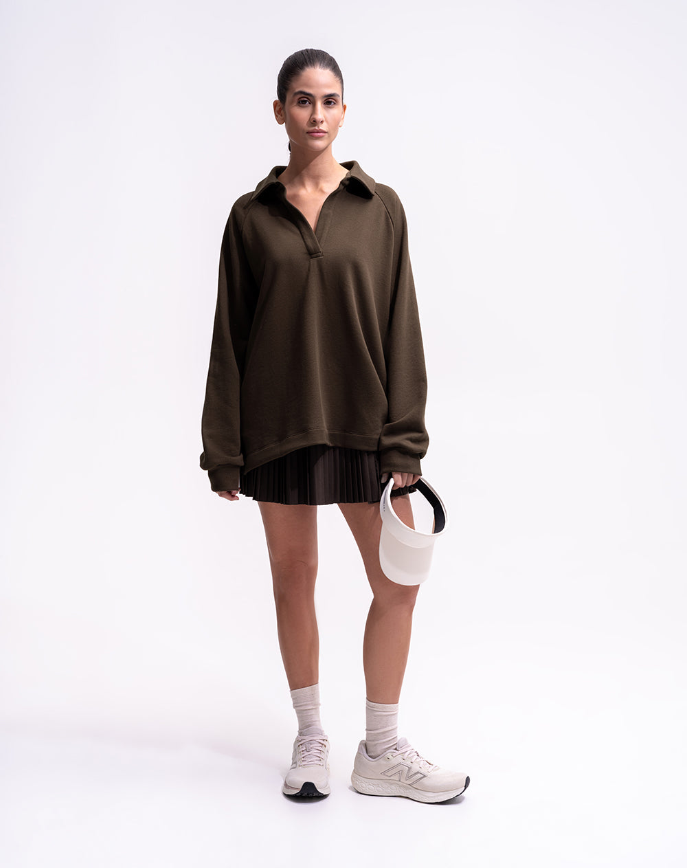 Buzo tipo polo café mujer