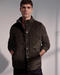 Chaleco regular acolchado café hombre