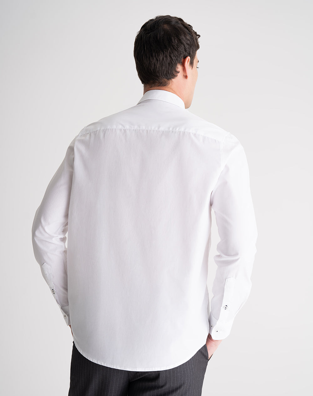 Camisa manga larga regular blanca hombre