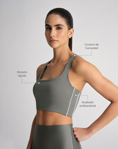 Top deportivo soporte medio control humedad verde
