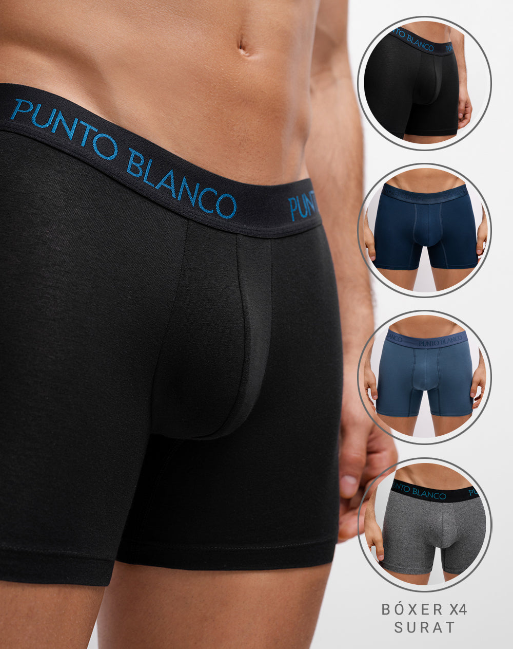 Bóxer medio panel amplio x4unds surtido