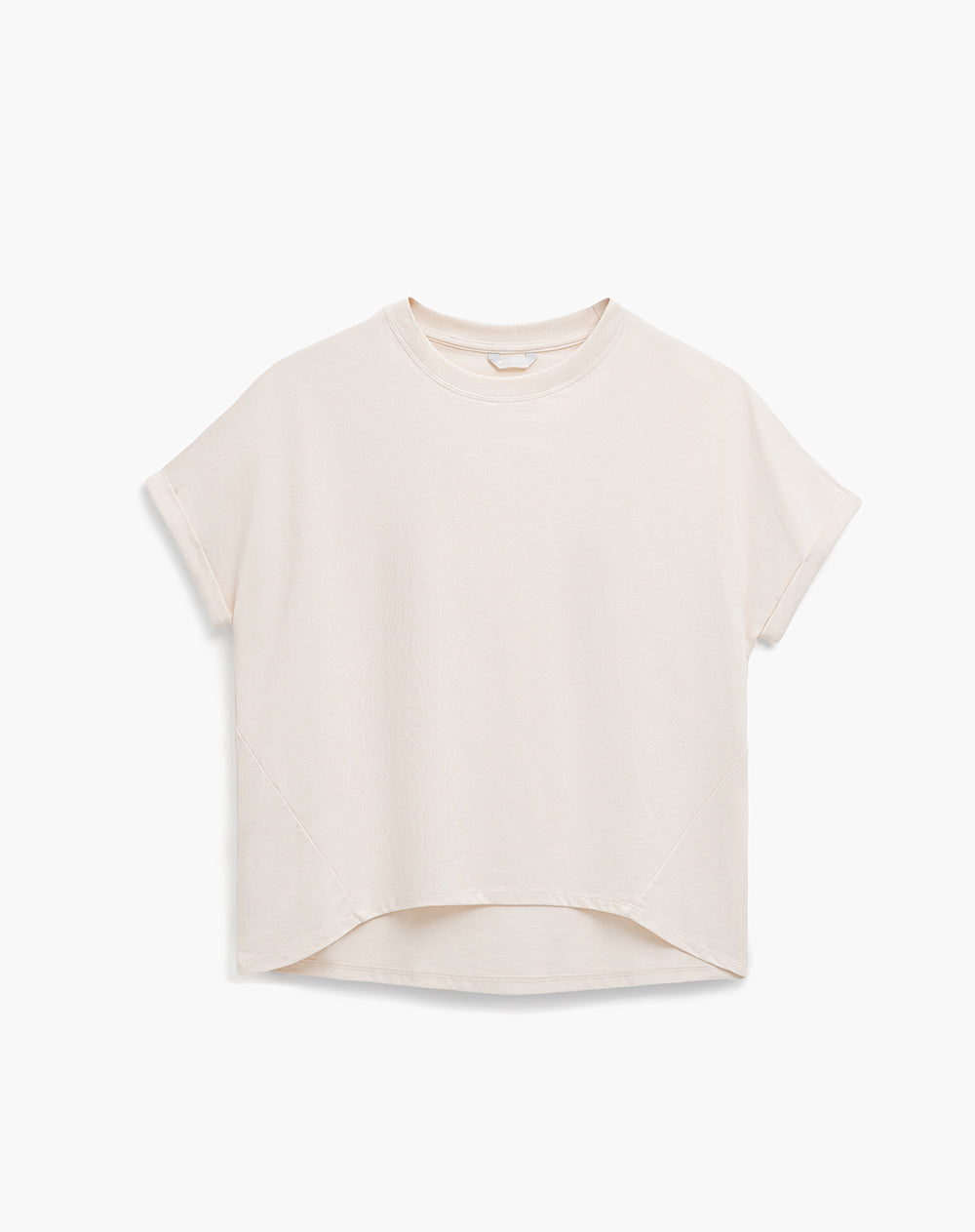 Camiseta holgada algodón manga corta avena mujer