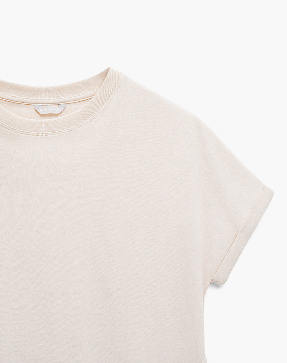Camiseta holgada algodón manga corta avena mujer