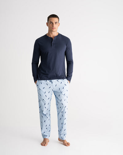 Pantalón de pijama hombre algodón largo estampado