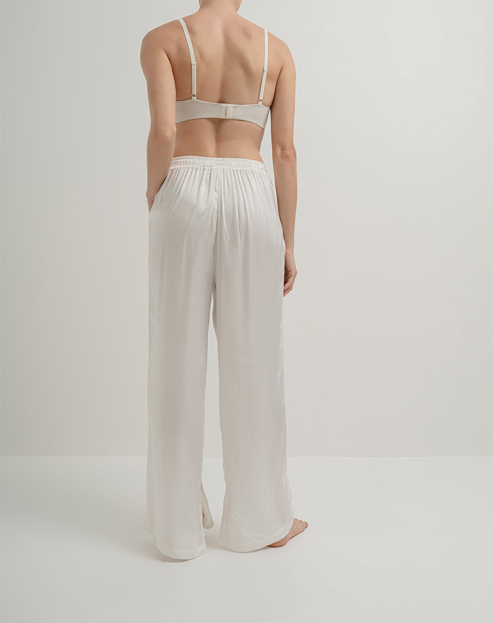 Pantalón de pijama mujer satín largo vainilla