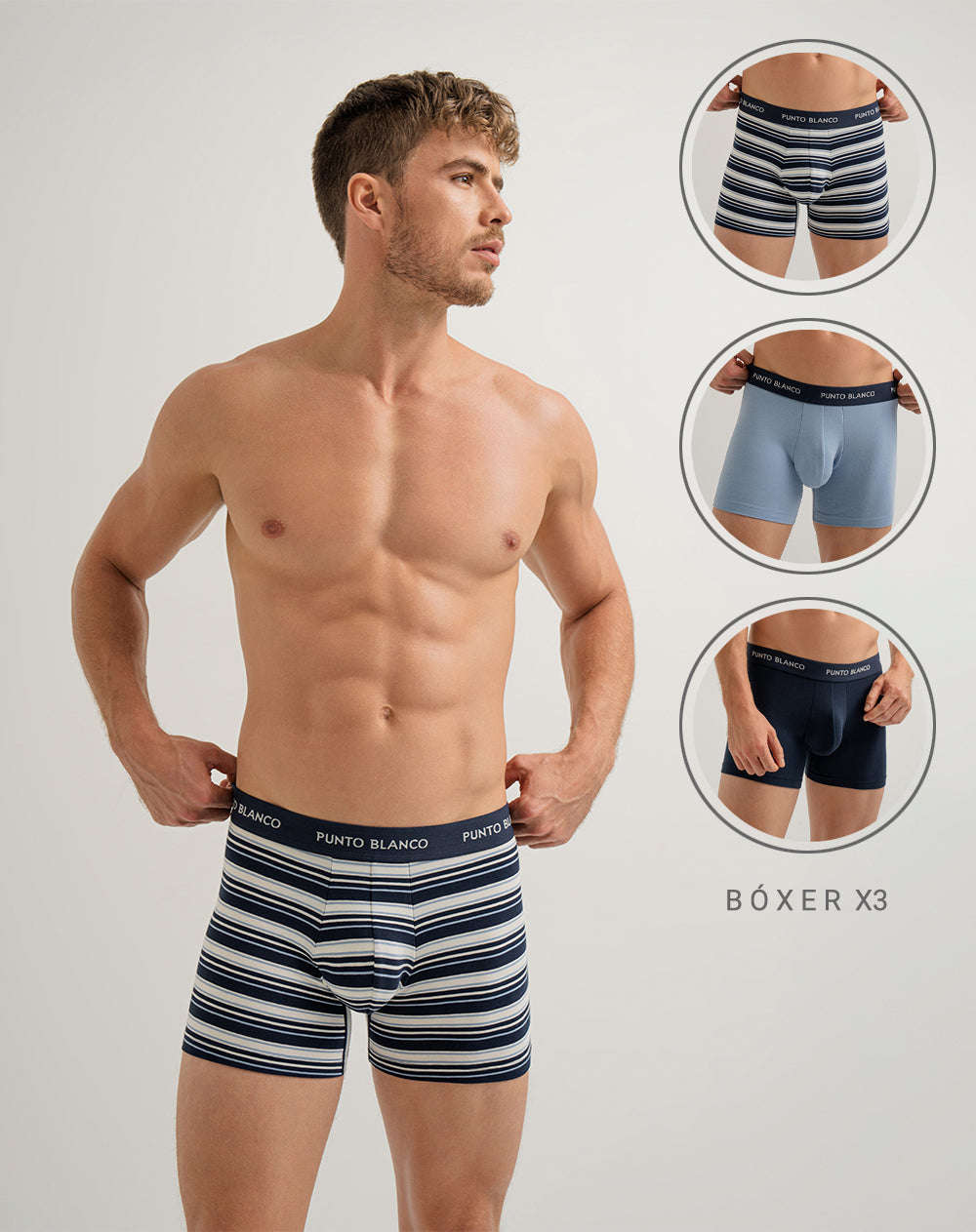 Bóxer corto panel amplio x3unds surtido
