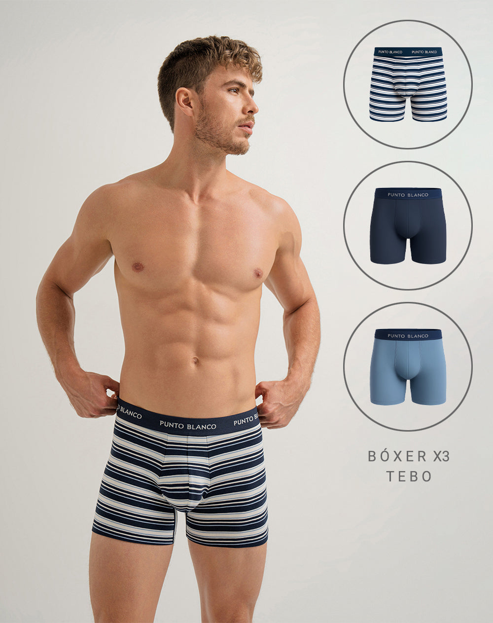Bóxer corto panel amplio x3unds surtido