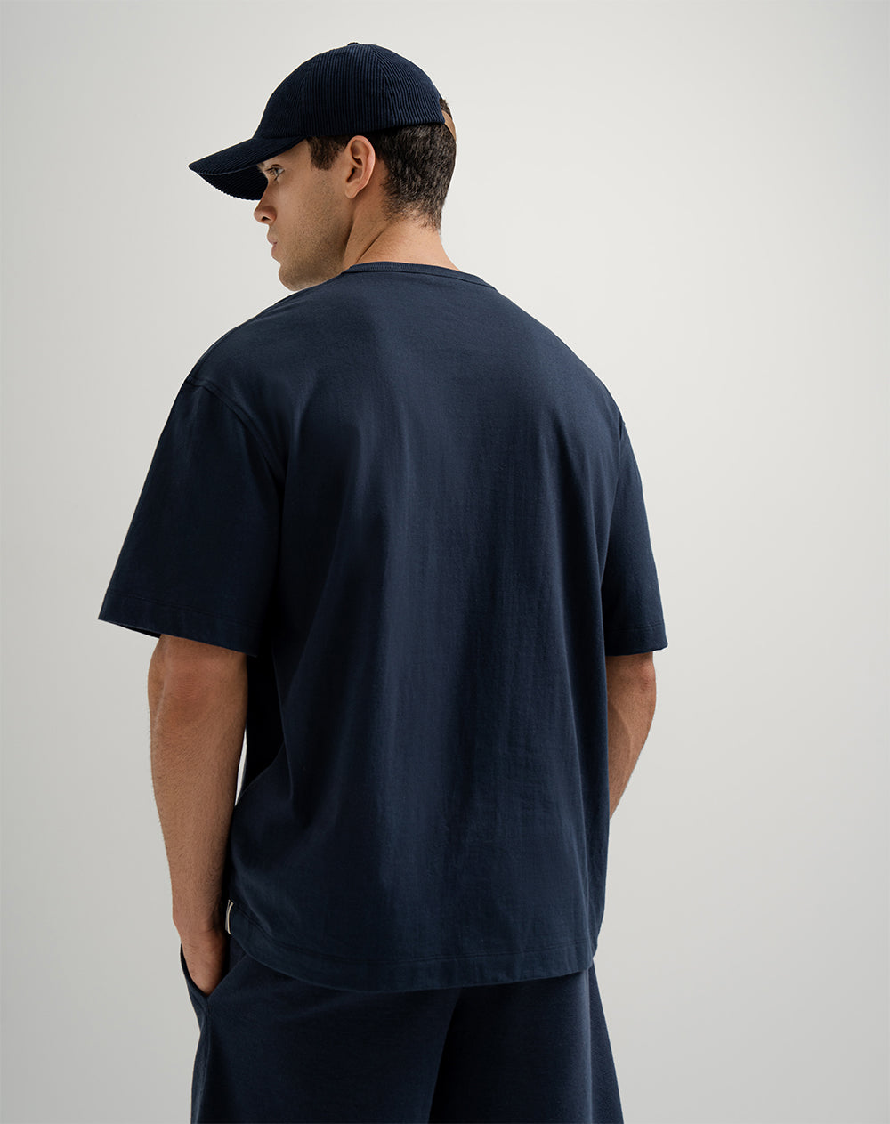 Camiseta algodón holgada azul oscuro hombre