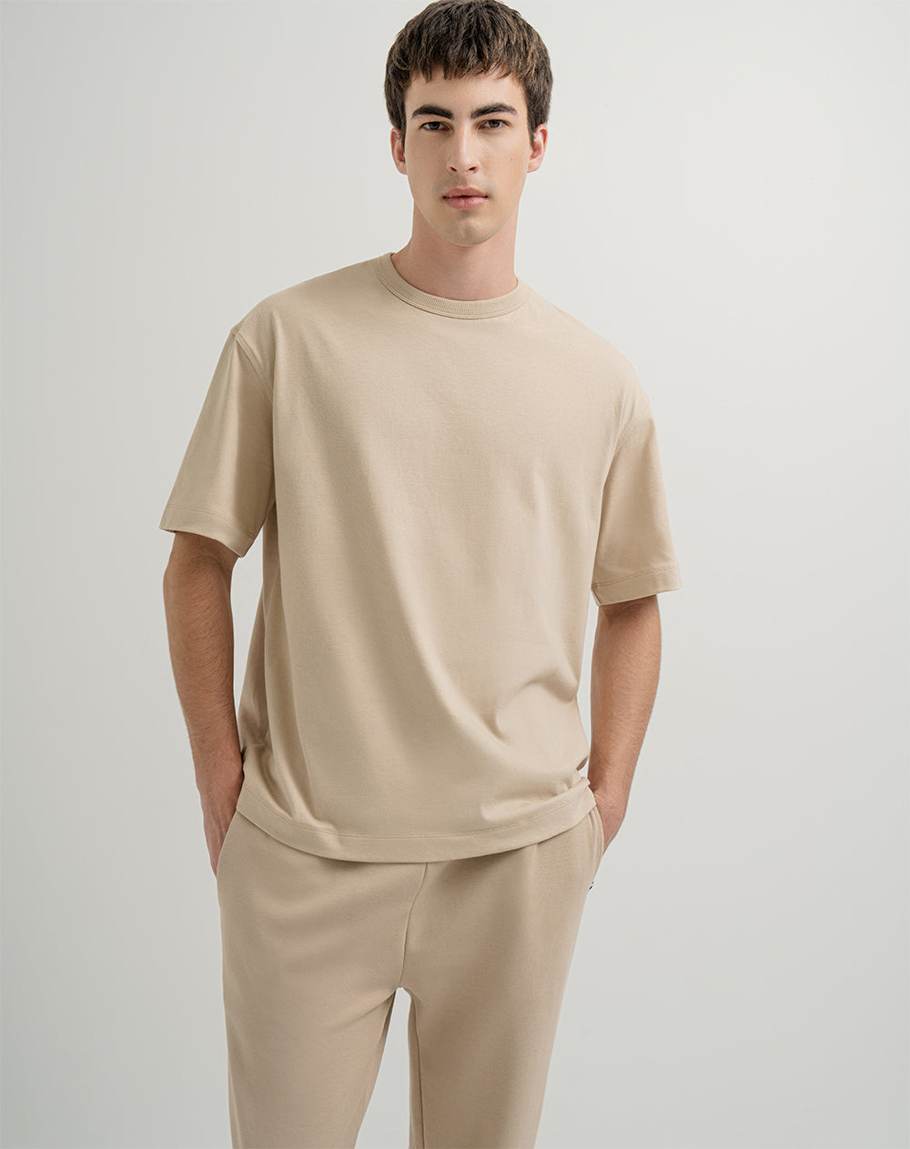 Camiseta algodón holgada caqui hombre