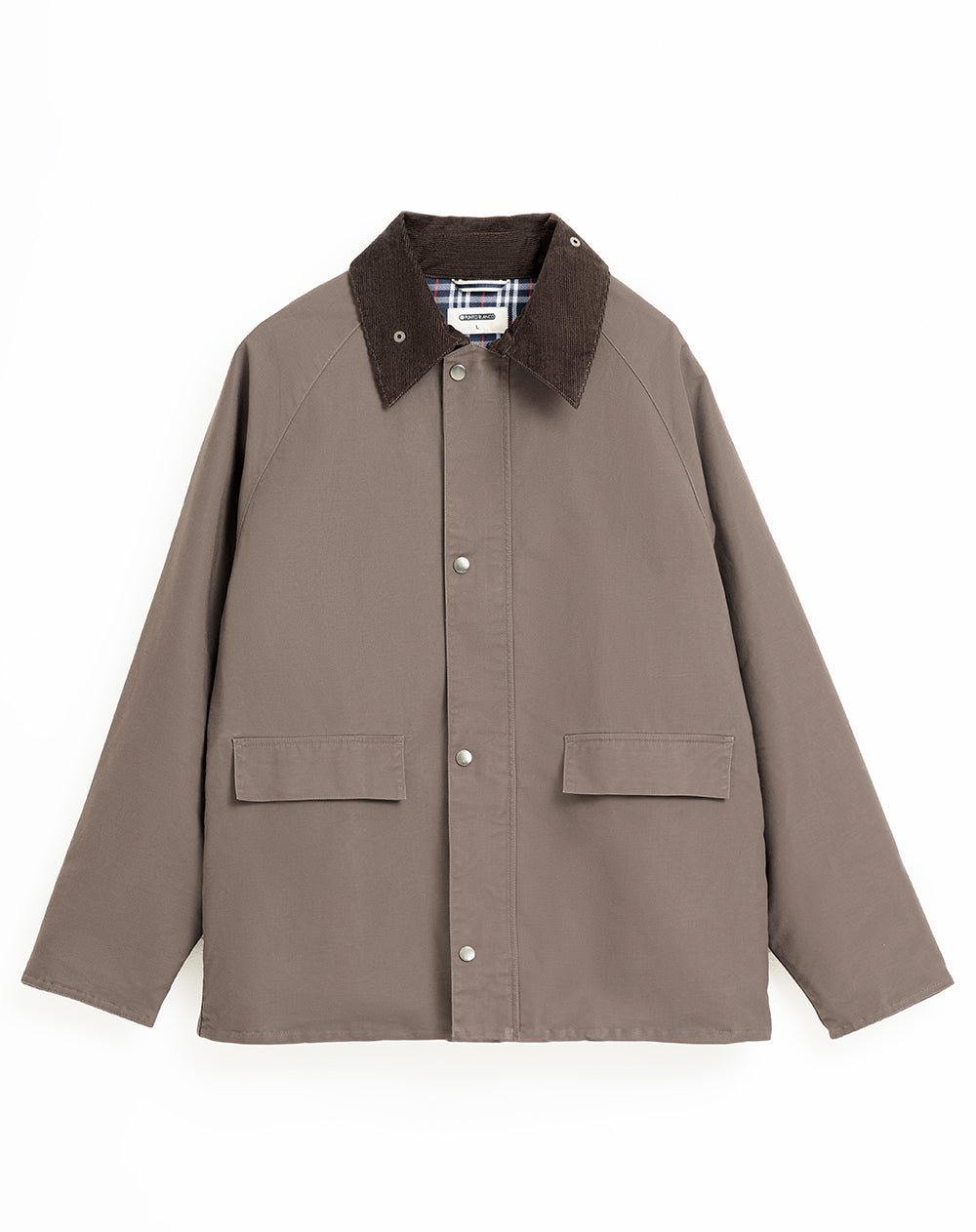 Chaqueta regular bolsillos frontales algodón café hombre