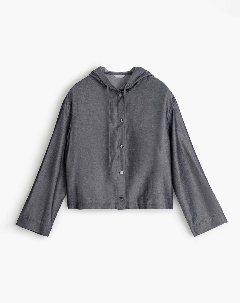 Chaqueta liviana con capucha gris mujer