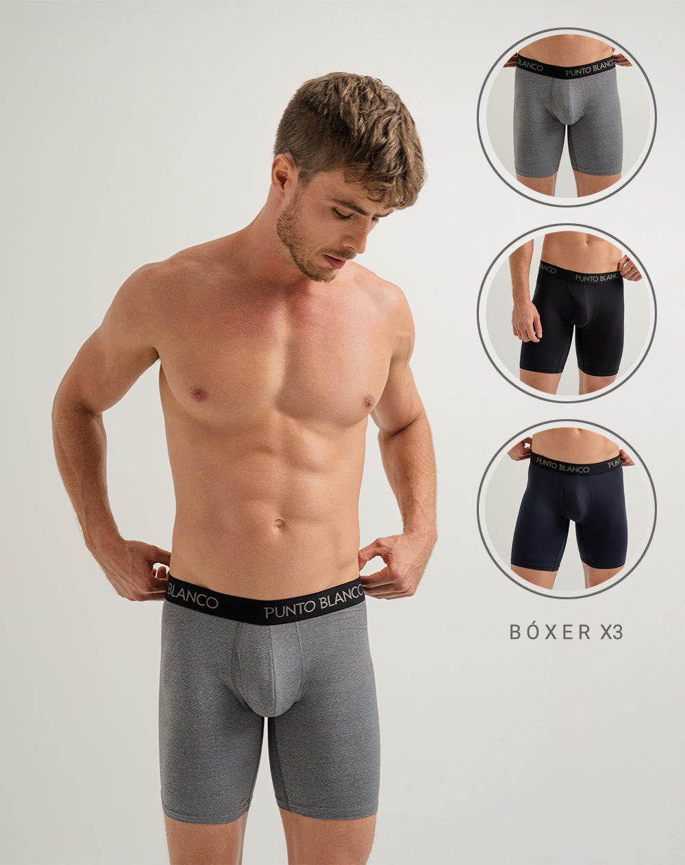 Bóxer deportivo largo microfibra x3unds surtido