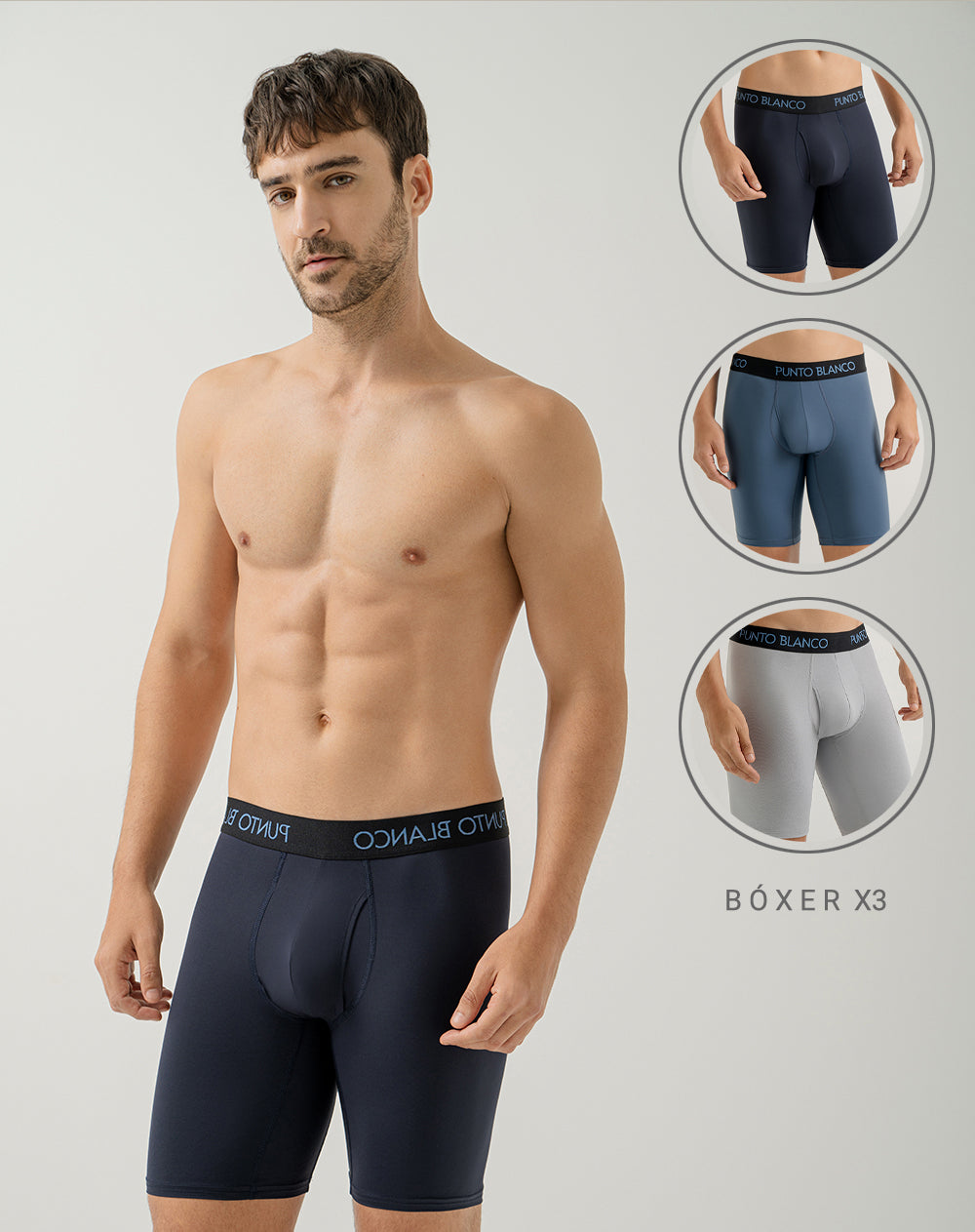 Bóxer deportivo largo microfibra x3unds surtido