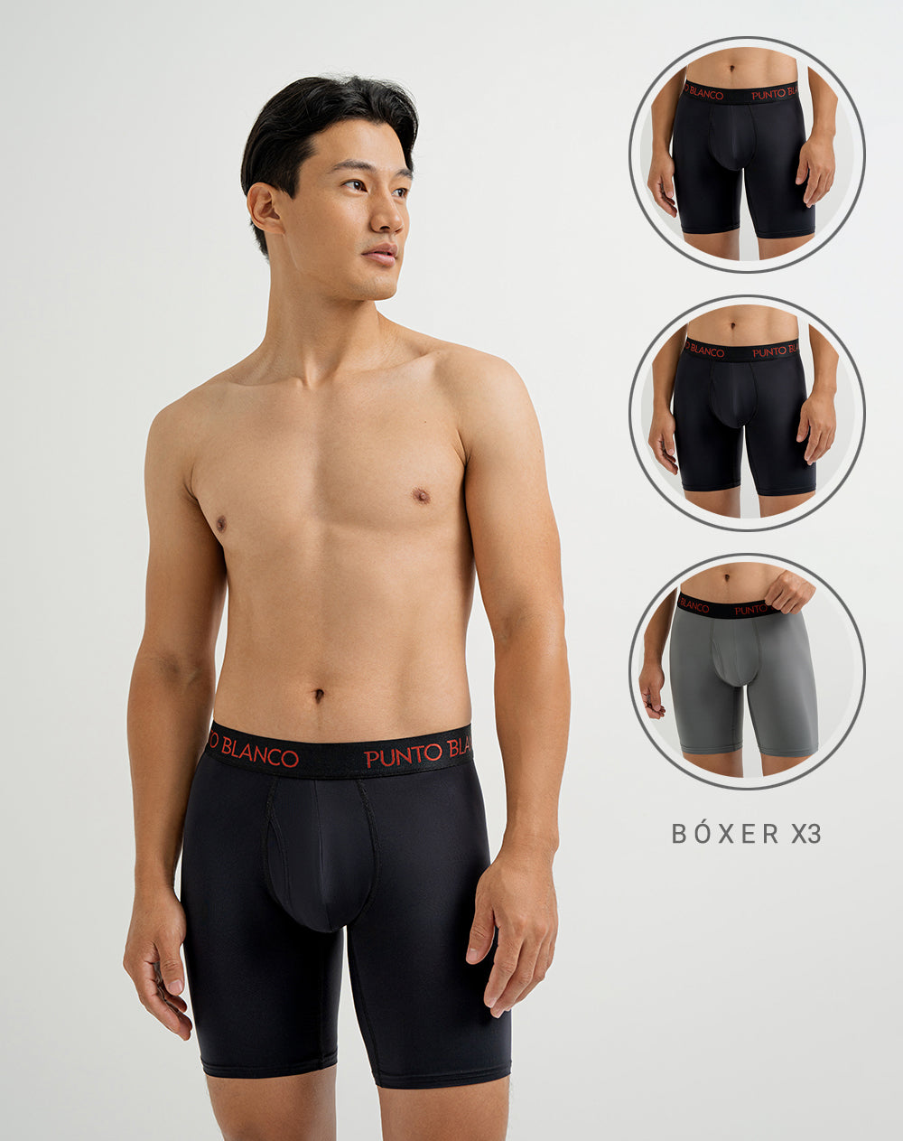Bóxer deportivo largo microfibra x3unds surtido