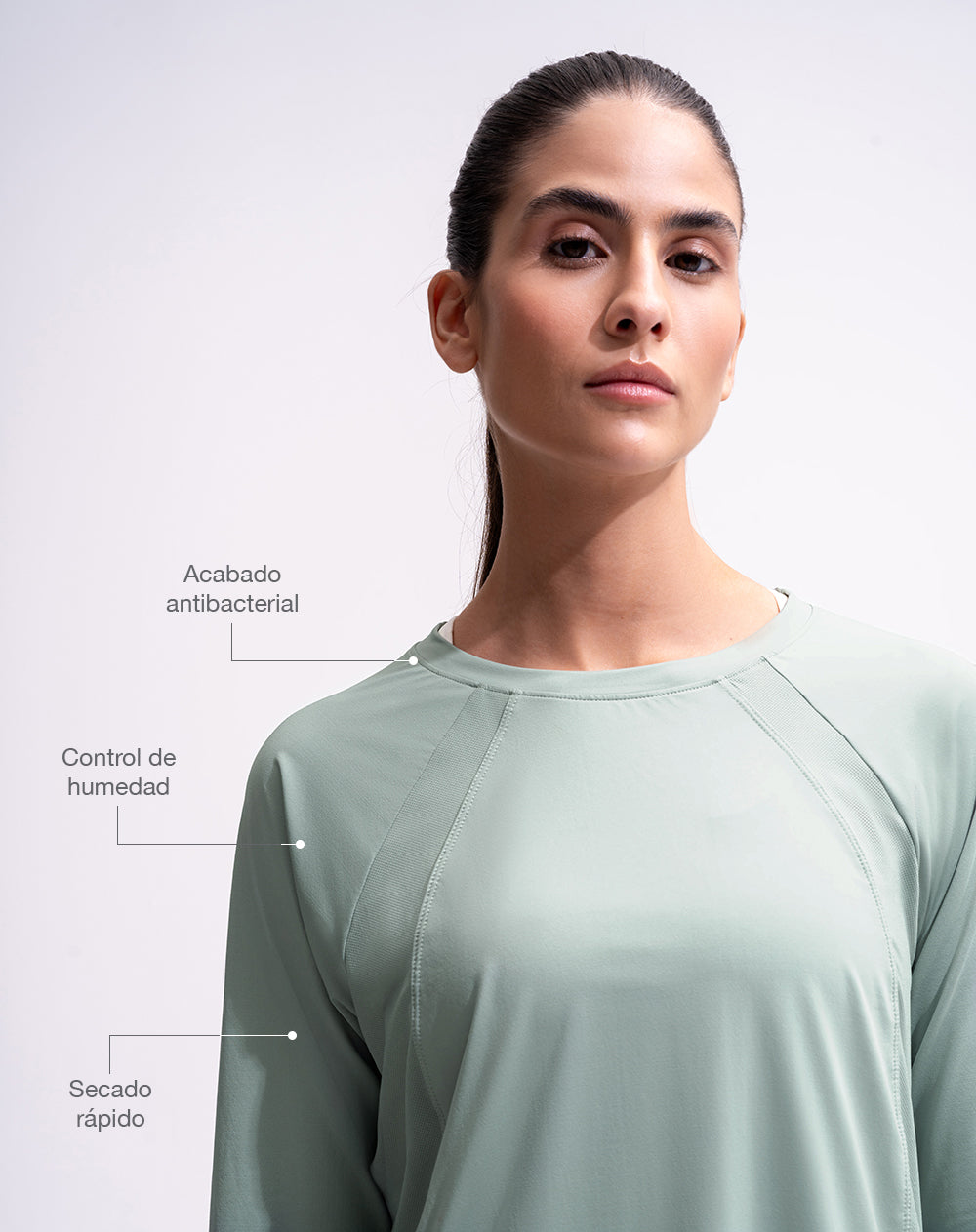 Camibuzo deportivo control humedad verde mujer
