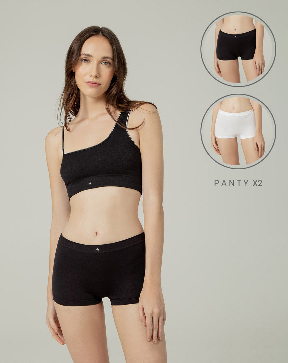 Pack De Pantys Bóxer Seamless Tiro Medio Punto Blanco