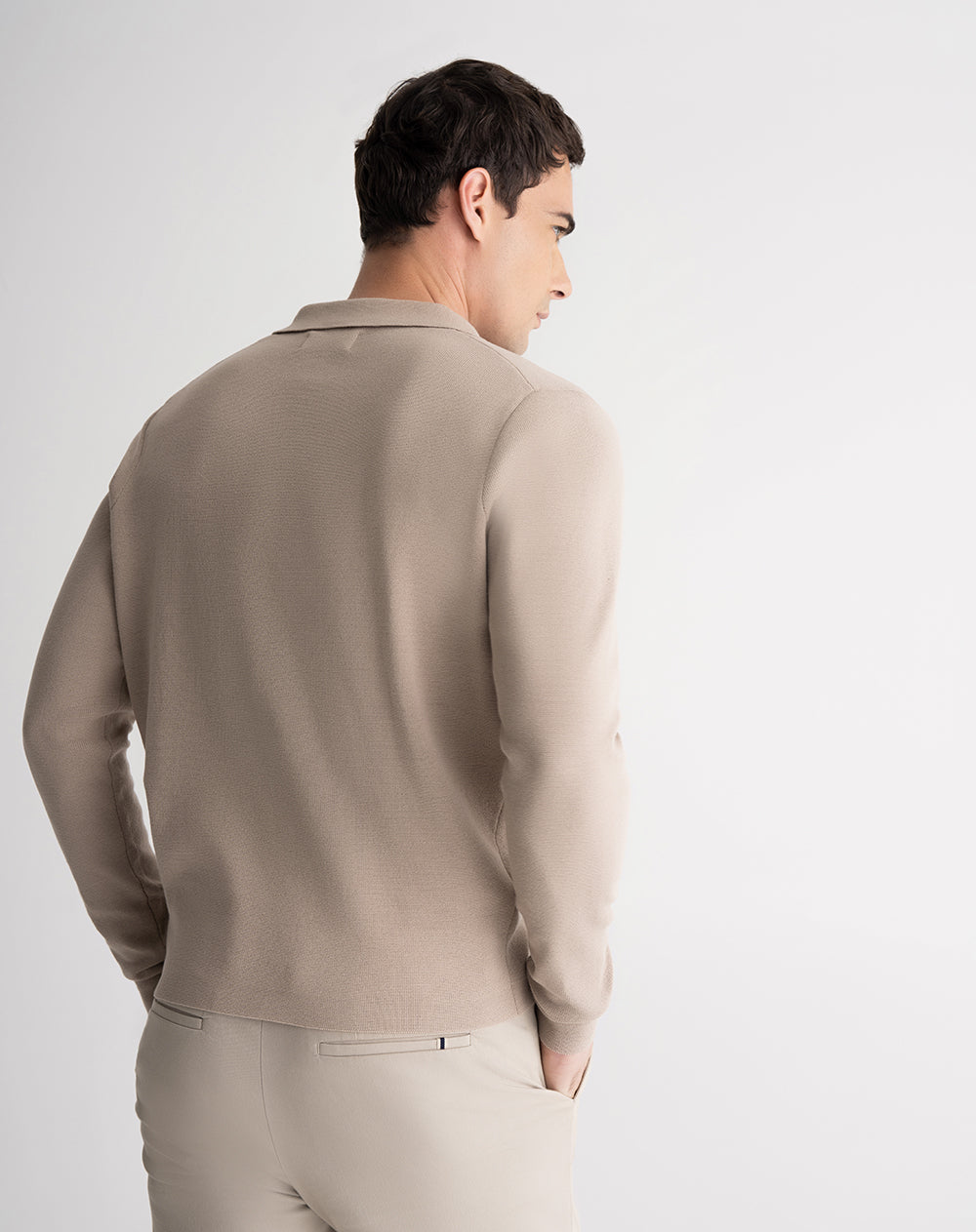 Camibuzo regular algodón tejido de punto taupe hombre