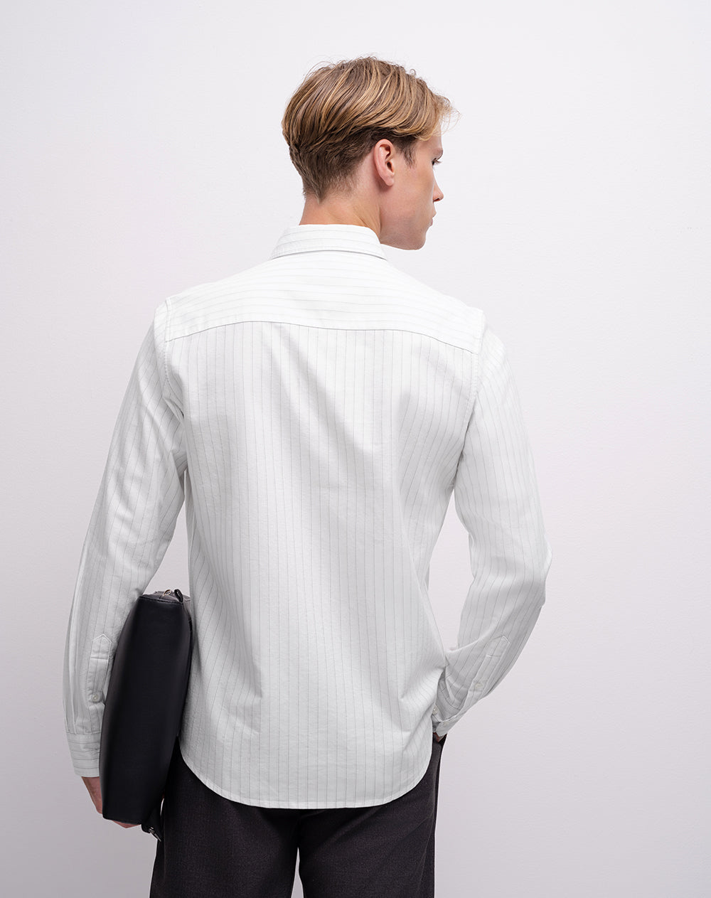 Camisa manga larga slim algodón blanca hombre