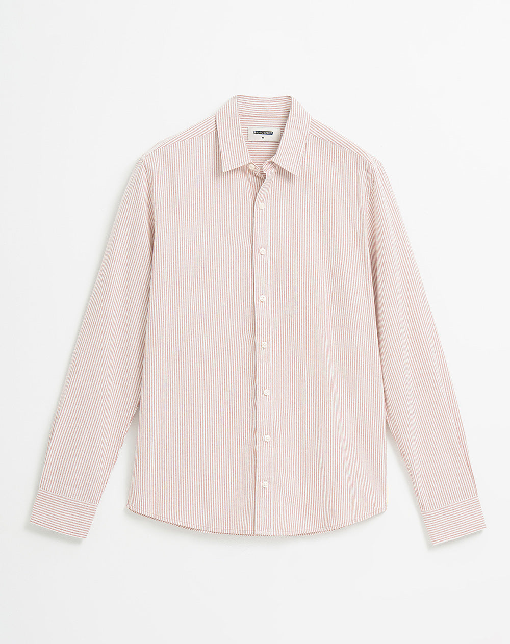 Camisa manga larga slim algodón terracota hombre