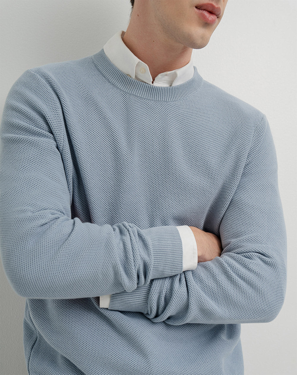 Buzo regular tejido de punto algodón azul hombre