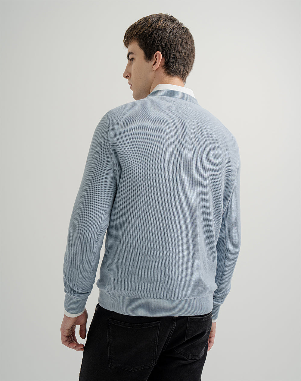 Buzo regular tejido de punto algodón azul hombre