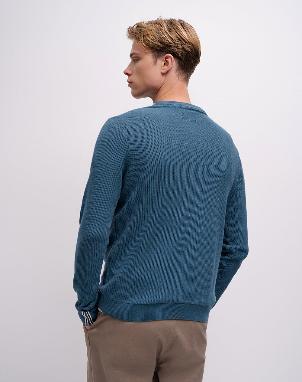 Buzo regular tejido de punto algodón azul hombre