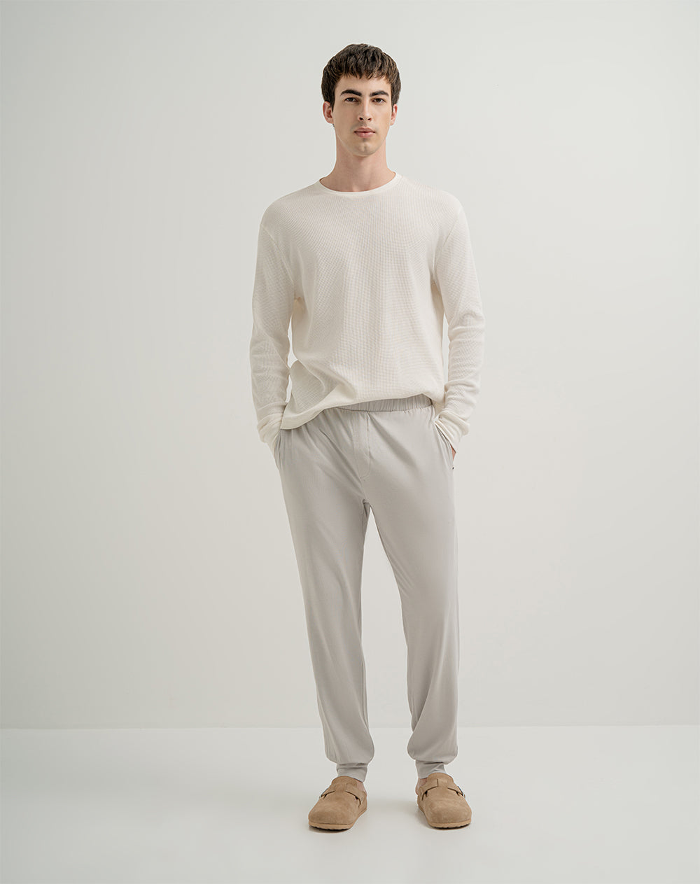 Jogger algodón regular gris claro hombre