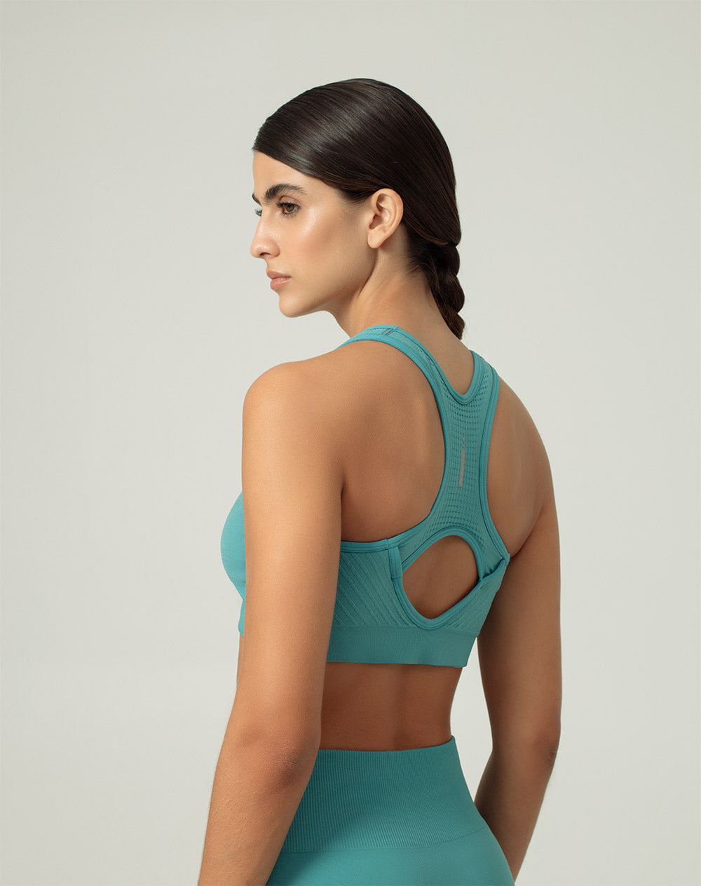 Top deportivo soporte alto seamless pocas costuras azul