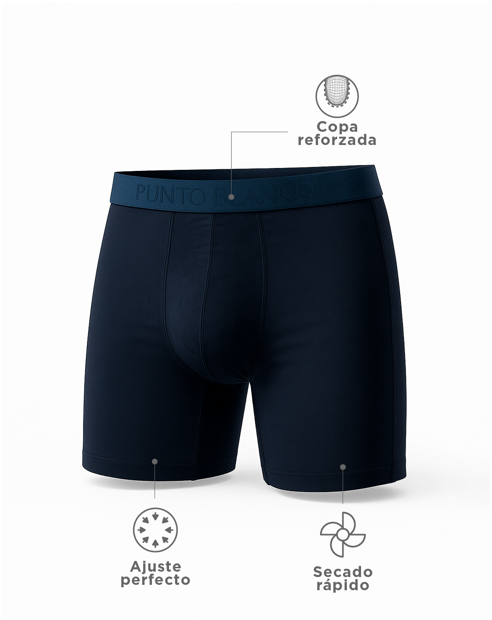 Bóxer deportivo largo microfibra transpirable azul